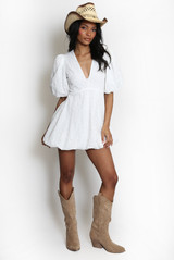 Broderie Anglaise Puff Hem Mini Dress