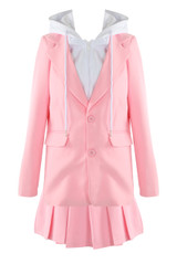 Blazer With Hoodie Insert And Skirt Set