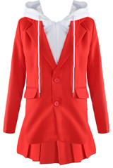 Blazer With Hoodie Insert And Skirt Set