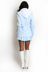 Blazer With Hoodie Insert And Skirt Set