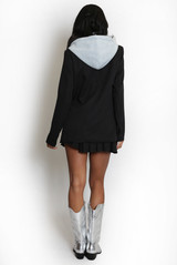 Blazer With Hoodie Insert And Skirt Set