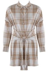 Check Tie Front Shirt Dress