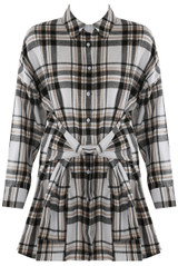 Check Tie Front Shirt Dress