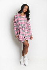 Check Tie Front Shirt Dress Check Tie Front Shirt Dress