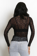 Delicate Sheer Lace Long Sleeve Top