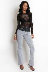 Delicate Sheer Lace Long Sleeve Top