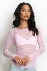 Delicate Sheer Lace Long Sleeve Top