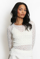 Delicate Sheer Lace Long Sleeve Top