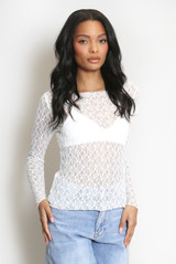 Delicate Sheer Lace Long Sleeve Top