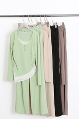 Asymmetric Hem Top And Wide Leg Trouser Set