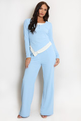 Asymmetric Hem Top And Wide Leg Trouser Set Asymmetric Hem Top And Wide Leg Trouser Set