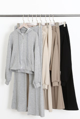 Seam Front Flare Trouser And Zip Hooded Sweatshirt