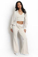 Seam Front Flare Trouser And Zip Hooded Sweatshirt