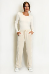 Wide Leg Trouser With Side Piping