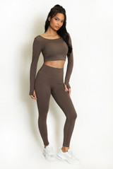 Twist Back Cut Out Crop Top And Legging Gym Set