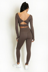 Twist Back Cut Out Crop Top And Legging Gym Set