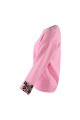 Contrast Knit With Leopard Bow Cuff 