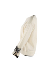 Contrast Knit With Leopard Bow Cuff 