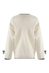 Contrast Knit With Leopard Bow Cuff 