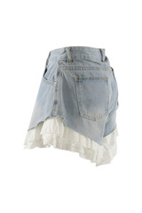 Denim Flowing Shorts With Frill Underlay