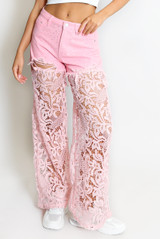 Lace Trouser With Denim Short
