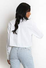 Heart Button Boxy Cropped Shirt