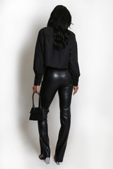 Heart Button Boxy Cropped Shirt