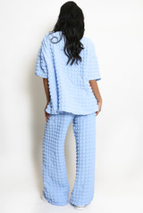 Waffle T-shirt And Wide Leg Trouser Set