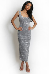 Sequin Square Neck Midi Dress