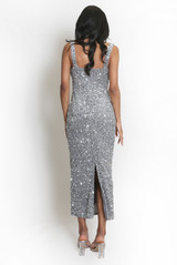 Sequin Square Neck Midi Dress