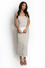 Sequin Square Neck Midi Dress
