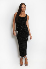 Sequin Square Neck Midi Dress