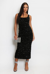 Sequin Square Neck Midi Dress