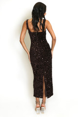 Sequin Square Neck Midi Dress 