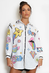 Graffiti Print Oversized Shirt