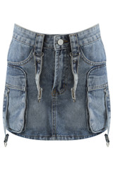 Denim Cargo Mini Skirt