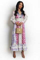 Long Sleeve Floral Boho Midi Dress