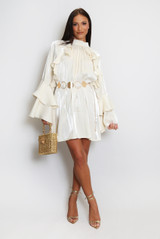 Ruffle Sleeve Smock Dress