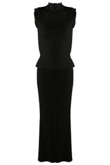 Textured Stretch High Neck Top And Skirt Set