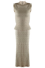 Textured Stretch High Neck Top And Skirt Set