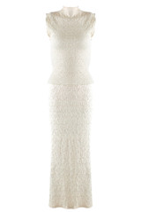 Textured Stretch High Neck Top And Skirt Set