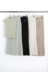 Textured Stretch High Neck Top And Skirt Set