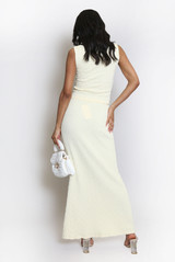 Textured Stretch High Neck Top And Skirt Set