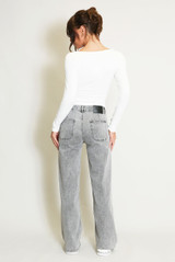 Patch Pockets Straight Fit Jeans