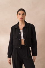 Snap Button Cropped Tailored Jacket Snap Button Cropped Tailored Jacket