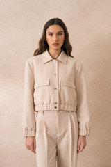 Snap Button Cropped Tailored Jacket Snap Button Cropped Tailored Jacket