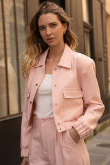 Snap Button Cropped Tailored Jacket Snap Button Cropped Tailored Jacket