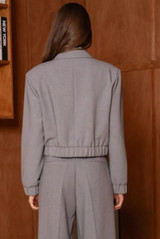 Snap Button Cropped Tailored Jacket