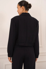 Snap Button Cropped Tailored Jacket