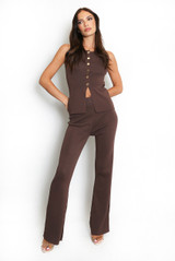 Knit Waistcoat & Flare Trousers Set
